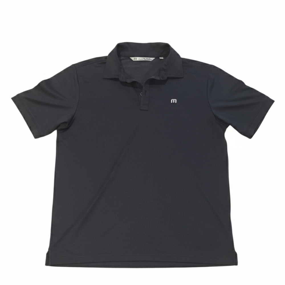Travis Mathew Textured Gray/Steel Blue Polo - Picture 2 of 4